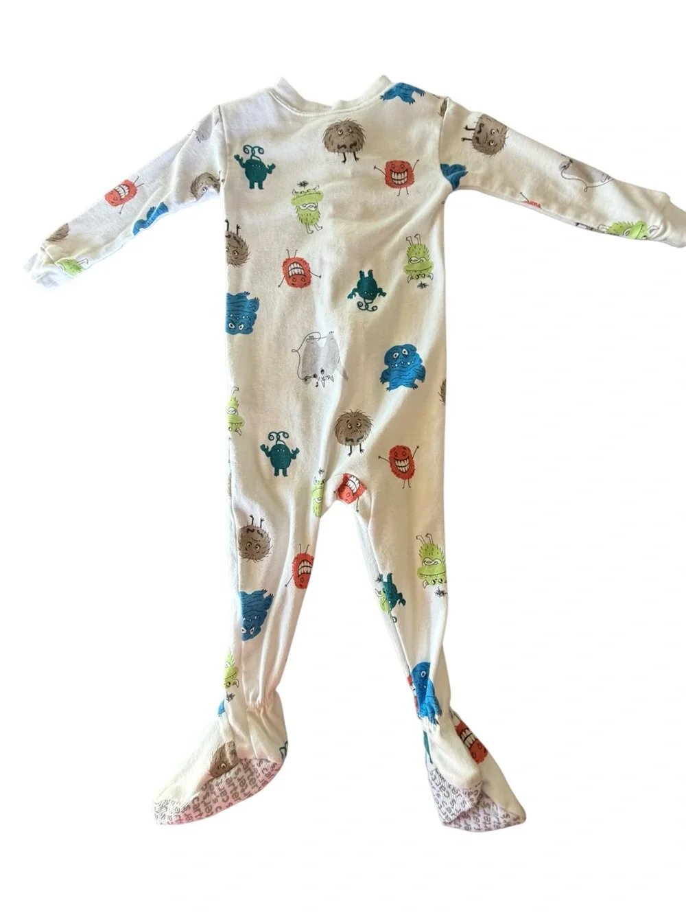 Carter’s Monster Footed Zip Sleeper Pajamas 18M White Cotton